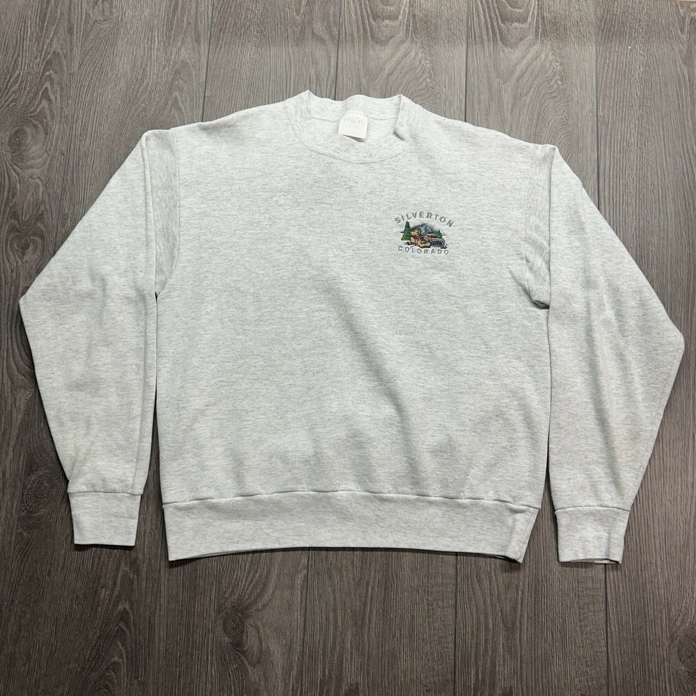 Vintage Silverton Colorado Embroidered Sweatshirt Medium Gray Sunbelt Cowboy